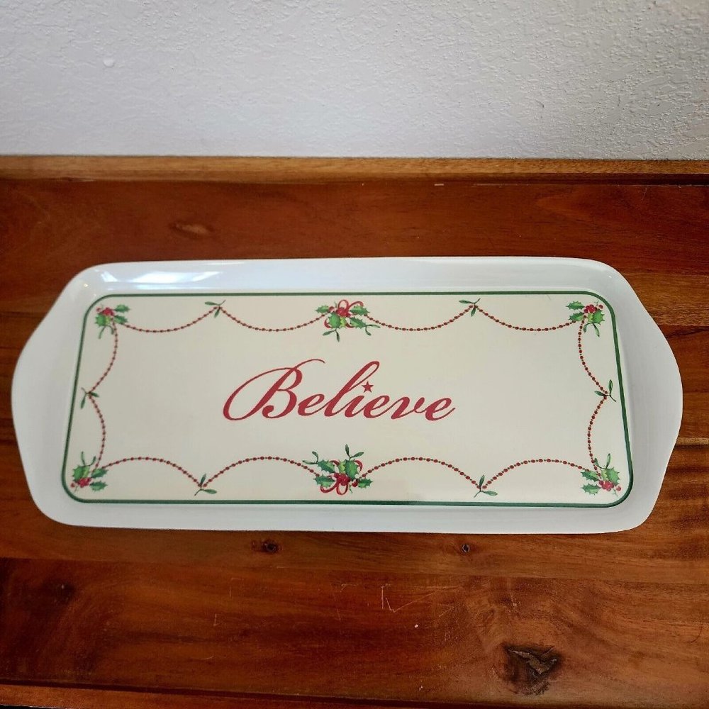 Pimpernel Believe Melamine Sandwich Tray 15" Christmas snack serving platter